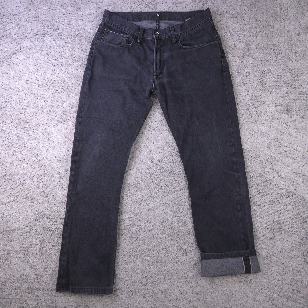 Ever Selvedge Jeans Mens 32x28 Redline Slim Fit Denim Made In USA Black Gray
